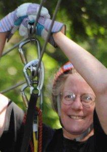 Marcia Yudkin on a Zipline